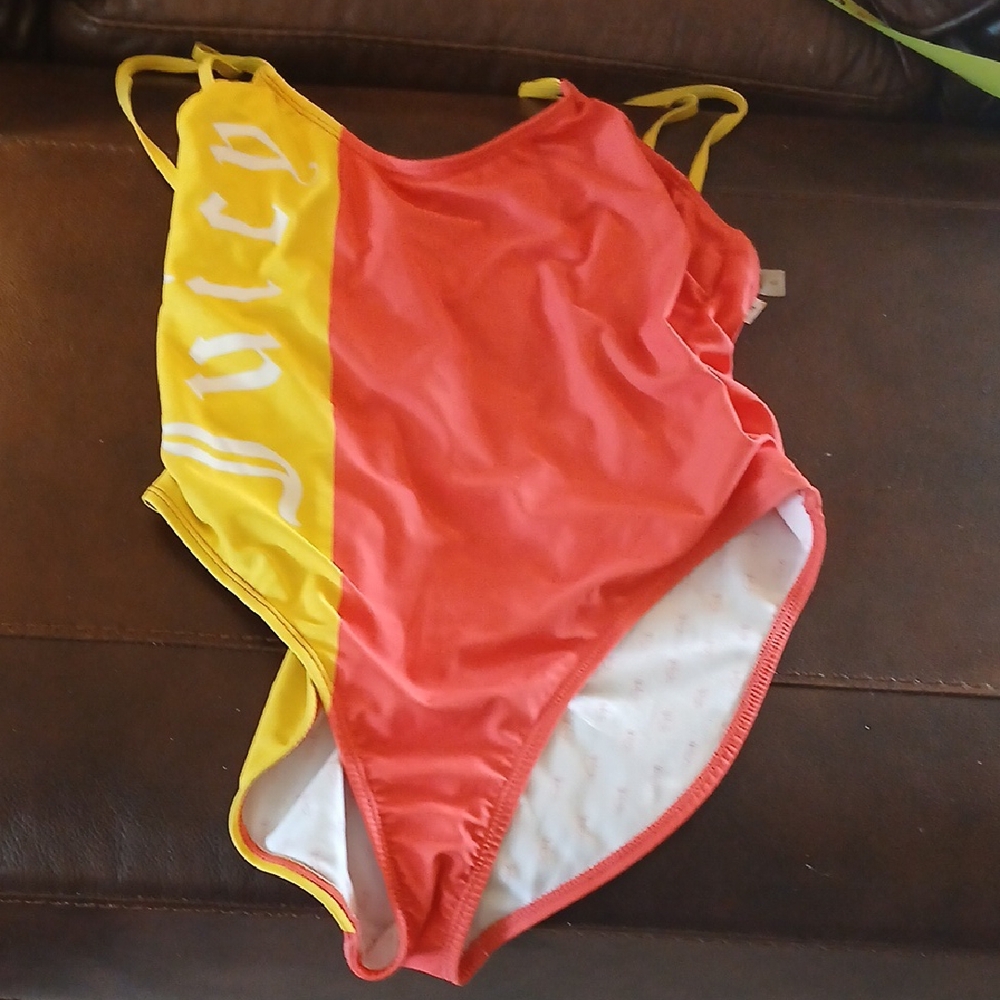 Juicy Couture One Piece Swimwear Orange and Yellow Size L